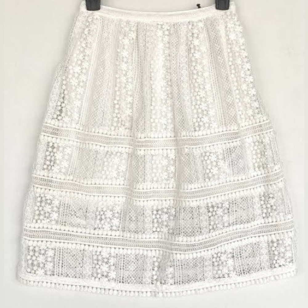 All Saints White Lace A-Line Midi Skirt - Picture 2 of 9